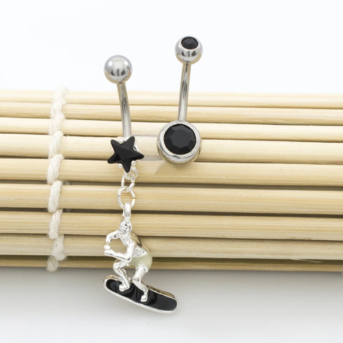 Surfer Star CZ Belly Button Ring