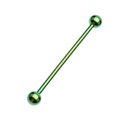 14 gauge Green Anodized Titanium Industrial Barbell