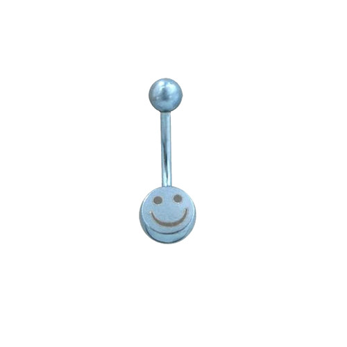 Smiley Face Titanium 14gauge Belly Button Ring 