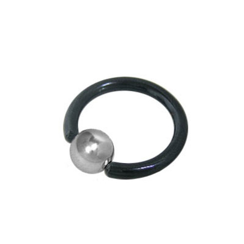 8G Anodized Titanium Captive Bead Ring with Surgical Steel Bead 