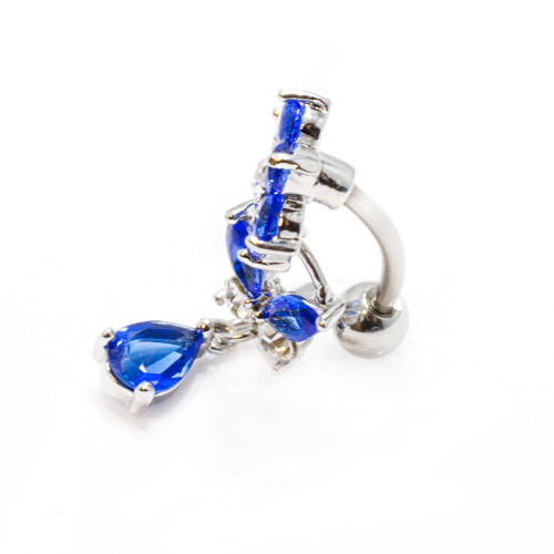 14 gauge Titanium Dangle Flower Butterfly Belly Ring with Cz Gems