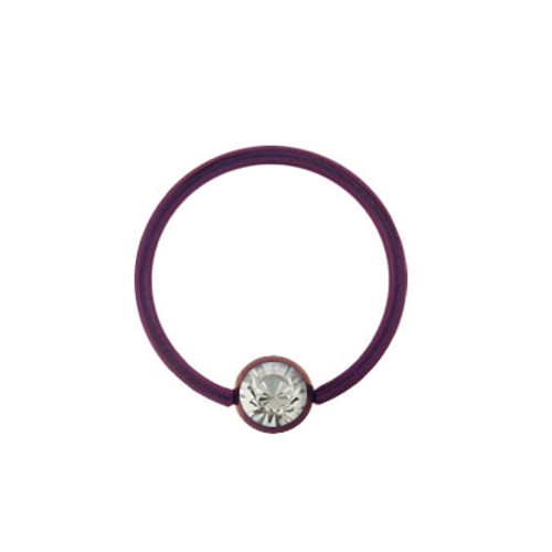 14g, 16g, or 18g Captive Jewel Bead Ring in Dark Purple Titanium
