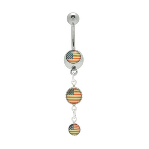 Triple USA Flag Logo Belly Ring