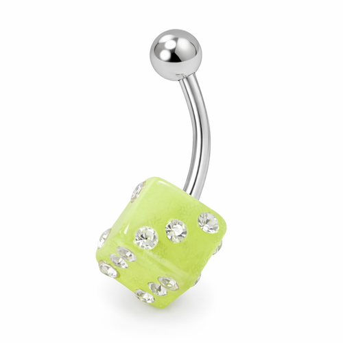Green UV Acrylic Dice Belly Rings