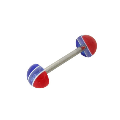Barbell Tongue Ring Surgical Steel with Acrylic Half-Bead