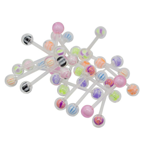 Candy Striped Ball Straight Barbell Candy Striped Ball Straight Barbell
