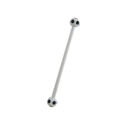 White Electro Plated Over Surgical Steel Industrial Barbell with Jeweled Beads