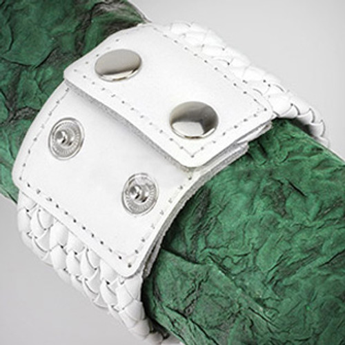 White Leather Weaved Bracelet
