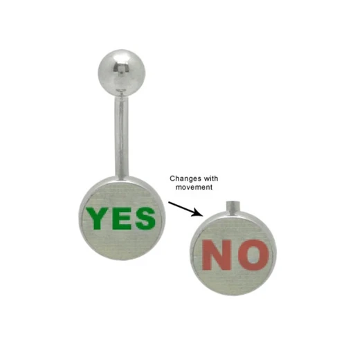 Yes No Text Belly Button Ring Piercing