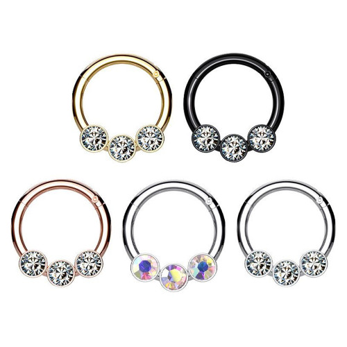 Triple CZ Hinged Segment Ring