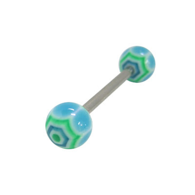 Barbell Tongue Ring Multi Color Spider Web Design-1
