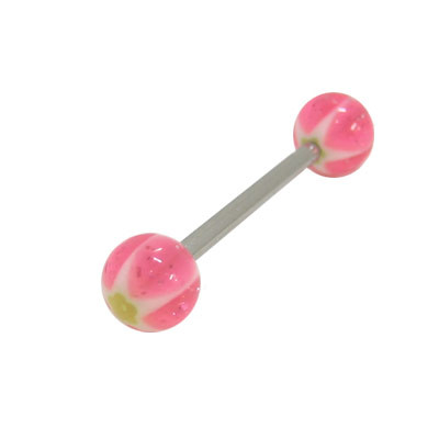 Barbell Tongue Ring Multi Color with Glitter Star -1