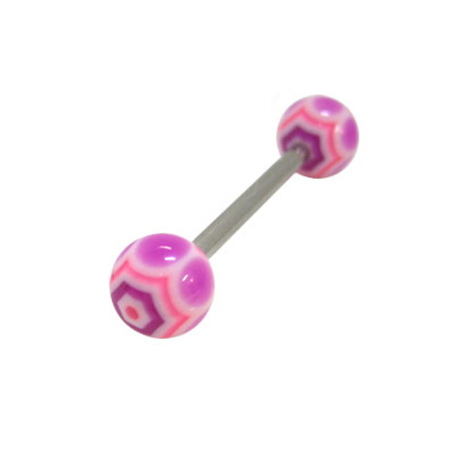 Barbell Tongue Ring Multi Color Spider Web Design-4