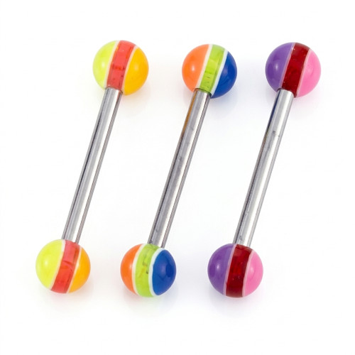 Triple Color Acrylic Ball Straight Barbell Piercing