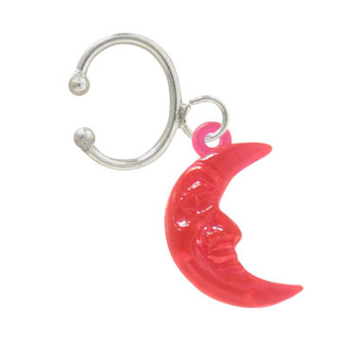 Dangle Red Crescent Moon Ear Cuff