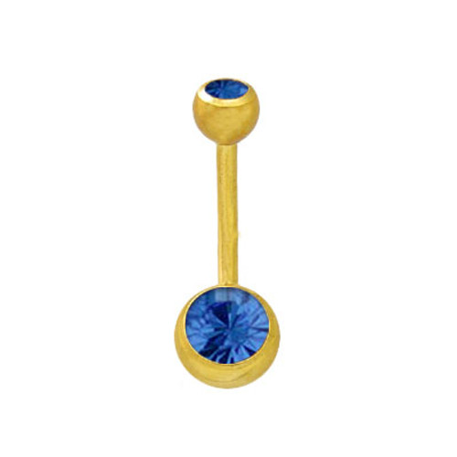 Belly Button Ring Surgical Steel with 14K Gold Plate and Jewels-7
