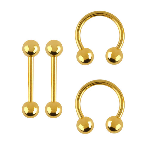 Gold Ion Plated Barbell and Horse Shoe 4 Pack