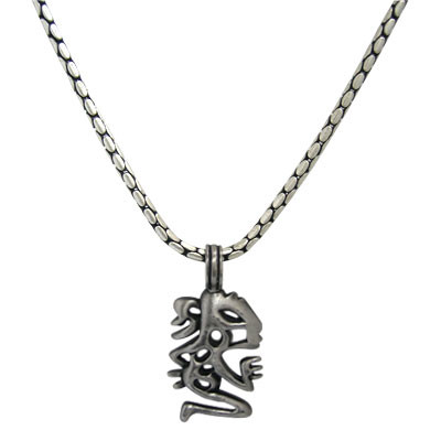 Snake Skin Silver Plated Necklace with Mario Art Pendent-3