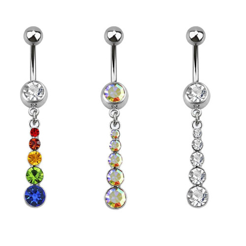 Dangle Bezel CZ Belly Button Ring