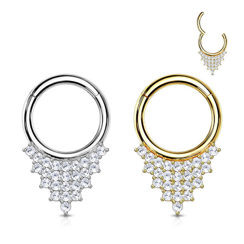 Triangle Paved CZ Hinged Segment Ring