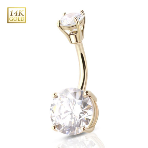 Double CZ Belly Button Ring