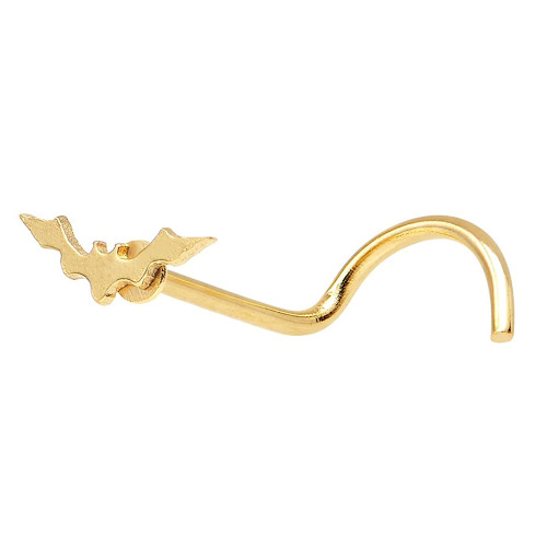 Nose Stud Ring Surgical Steel ion plated gold color Bat design