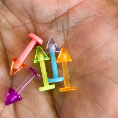 14G Acrylic Spike Labret Flatback Studs Piercings Jewelry
