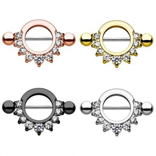 Half Circle CZ Nipple Ring