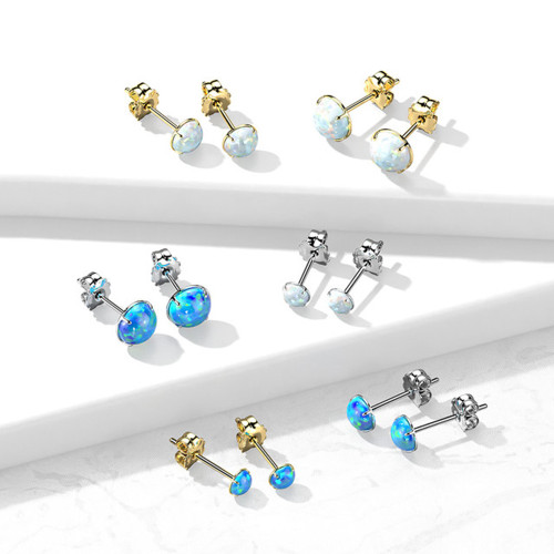 Prong Opal Cartilage Studs Earrings