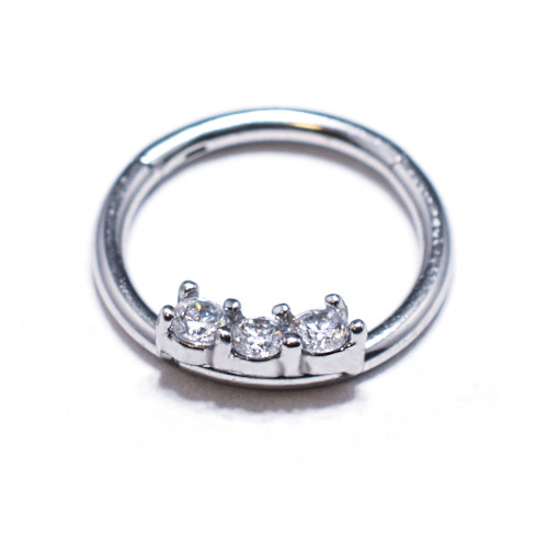 Clear Cubic Zirconia Septum Clicker Surgical Steel 16 Ga 3/8
