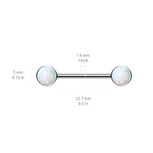 Font Facing Opal Bezel Nipple Barbell