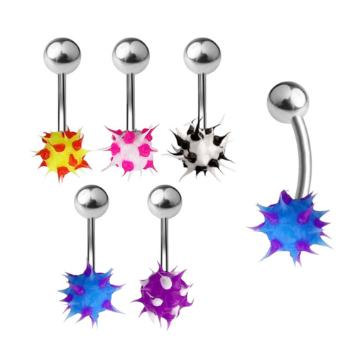 5PCS Silicone Spike Ball Belly Button Ring