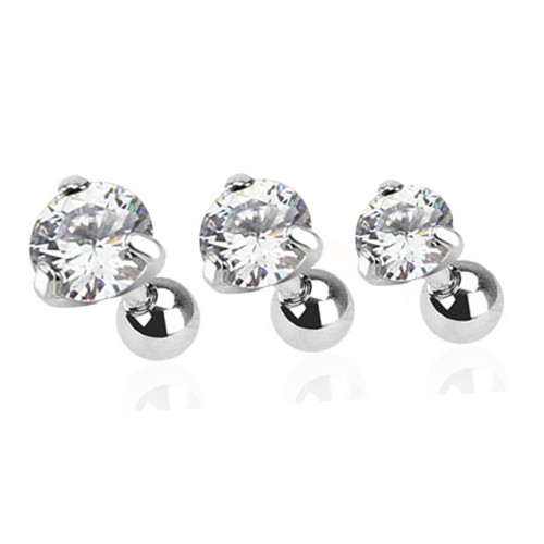 Prong CZ Tragus Barbell
