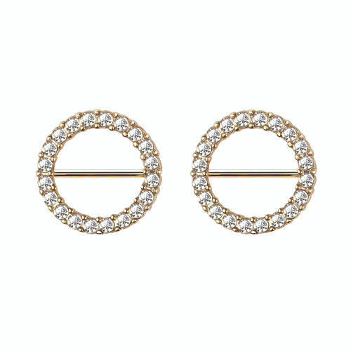 Nipple Clicker shield 14 Gauge Surgical steel Cz Jewels  Sold As a pair