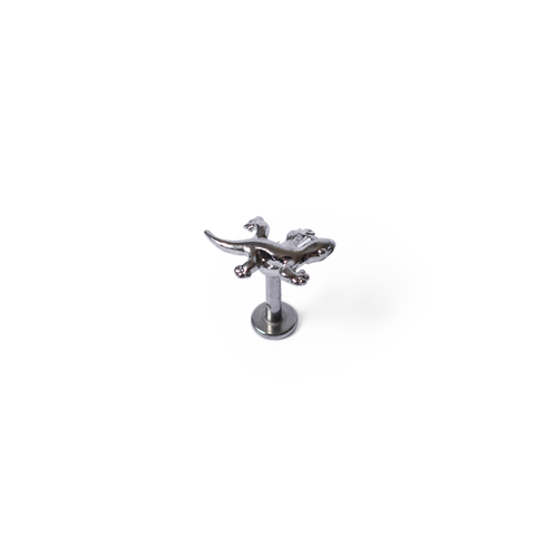 14g CZ Paved Lizard Top Internally Threaded 316L Surgical Steel for Labret, Monroe, Ear Cartilage