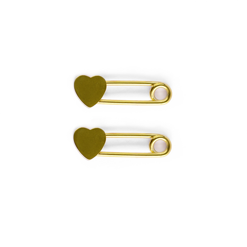 Nipple rings Surgical steel safety pin with heart design Ion plated Gold color 14 Gauge 14mm Sold As a pair