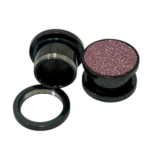 Pink Glitter Frosted Ear Gauges