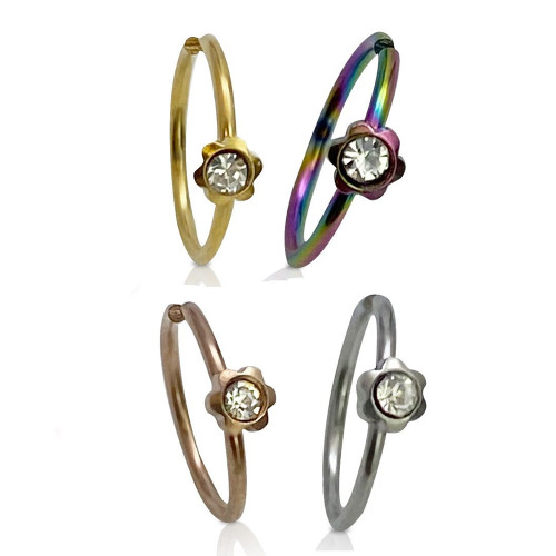 Flower CZ Bendable Hoops Rings Piercings