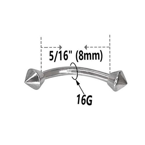 Surgical Steel 16G Spike Eyebrow Curved Barbells