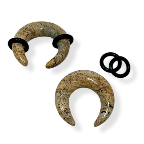 Semi Precious Walnut Stone Pincher Tapers