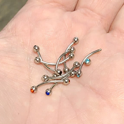 16G CZ Ball Curved Barbells Snake Eyes Piercing Jewelry