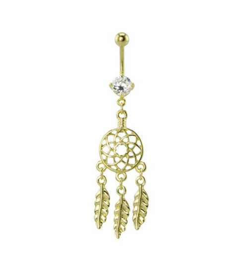 Petite Dreamcatcher Dangle IP Gold Belly Navel Ring