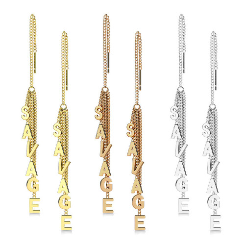 Letter Savage Threader Earrings