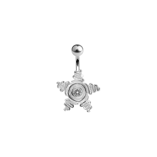 Large Star with CZ Gem Belly Navel Ring Anodized Solid Titanium Implant Grade 14g