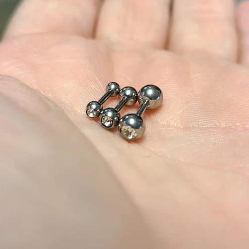 16G Bezel CZ Barbells Ear Studs Piercings Jewelry