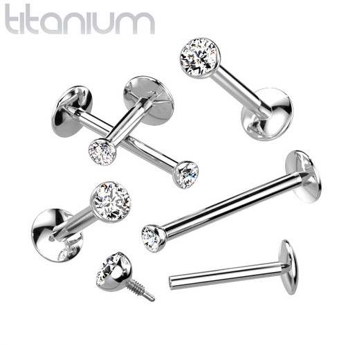 Titanium Bezel CZ Convex Base Labret Studs Piercing