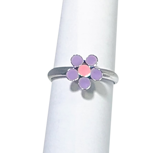 Toe ring Adjustable silver plated flower enamel design Barefoot jewelry