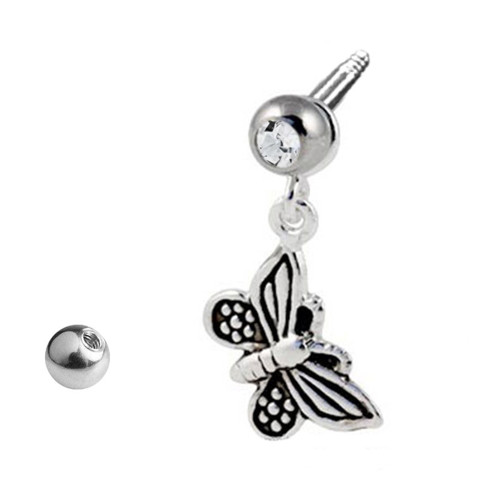 Dangle Butterfly CZ Cartilage Barbells