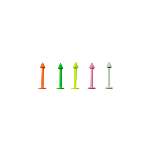 Pack of 5 Neon Enamel Coated Surgical Steel Spike Labret 16g 8mm