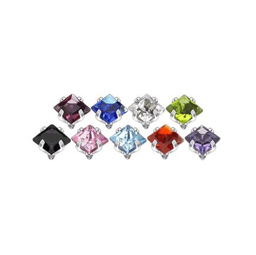 9pc Prong Set Square Gem Internally Threaded Dermal Tops